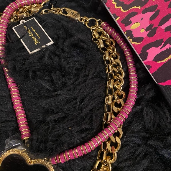 Juicy Couture Statement Elegant Multi Layered Crystal Gold Chain Necklace NWT - Picture 4 of 7